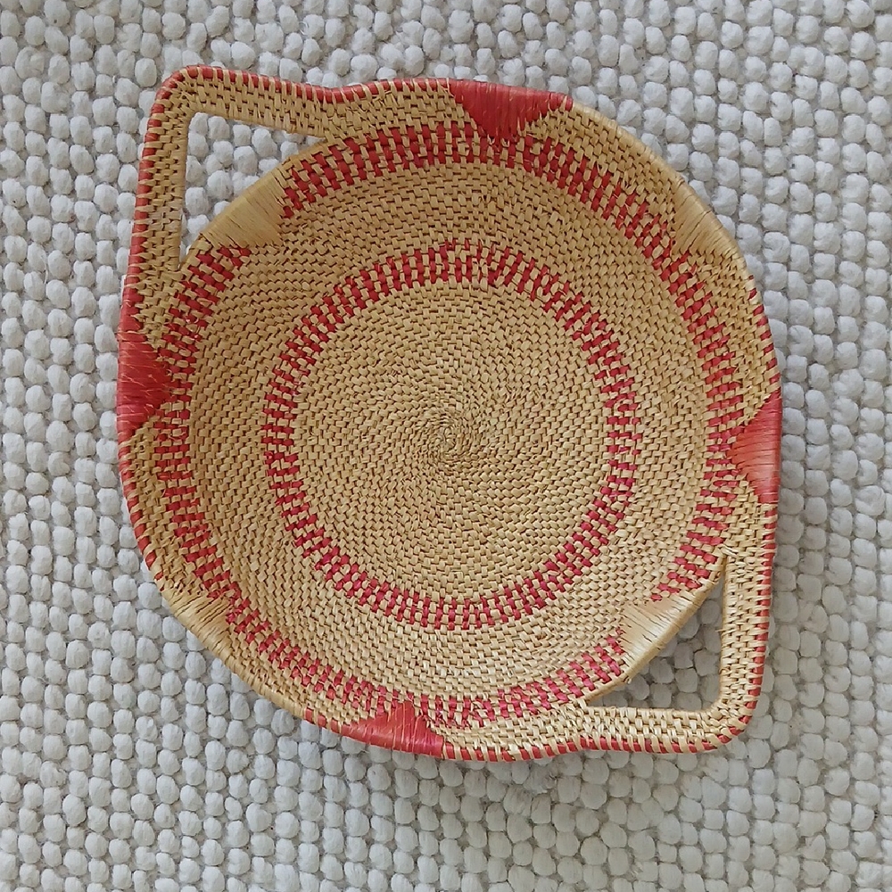 African Ghana Hand Woven Seagrass Soe Basket Fruit Bread Serving Bowl 13" x 3"